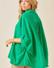 Load image into Gallery viewer, Gauze Oversized Button Down Shirt in Green
