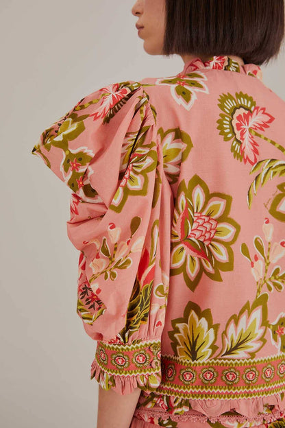 Aura Floral Soft Pink Sleeve Blouse