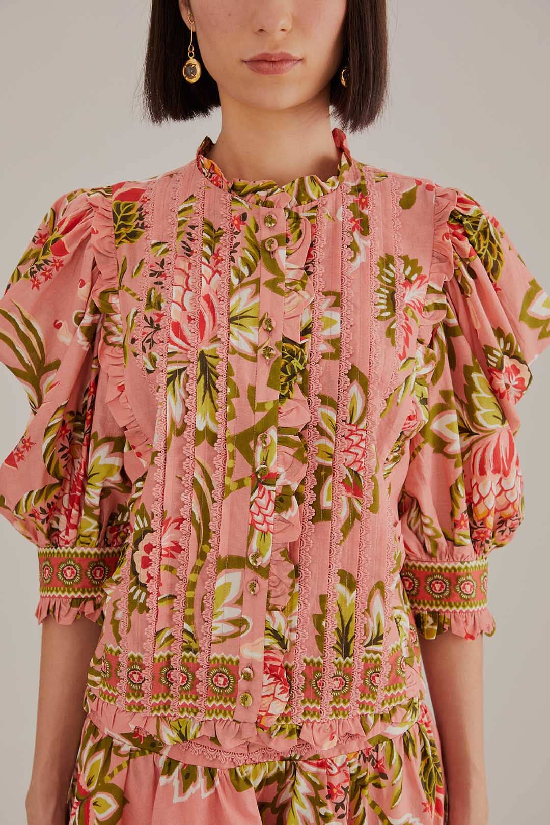 Aura Floral Soft Pink Sleeve Blouse