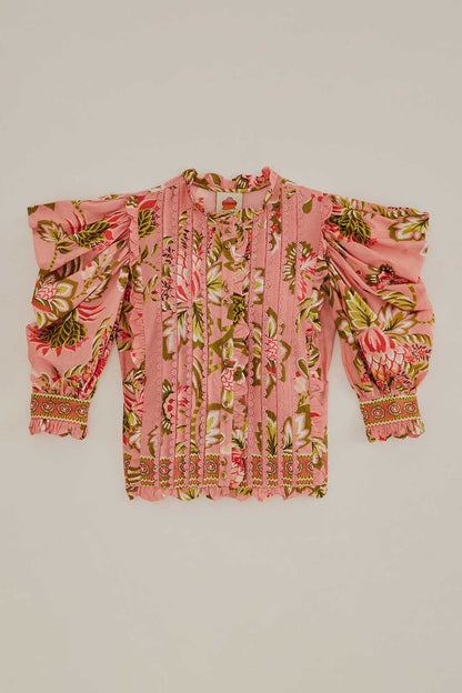 Aura Floral Soft Pink Sleeve Blouse