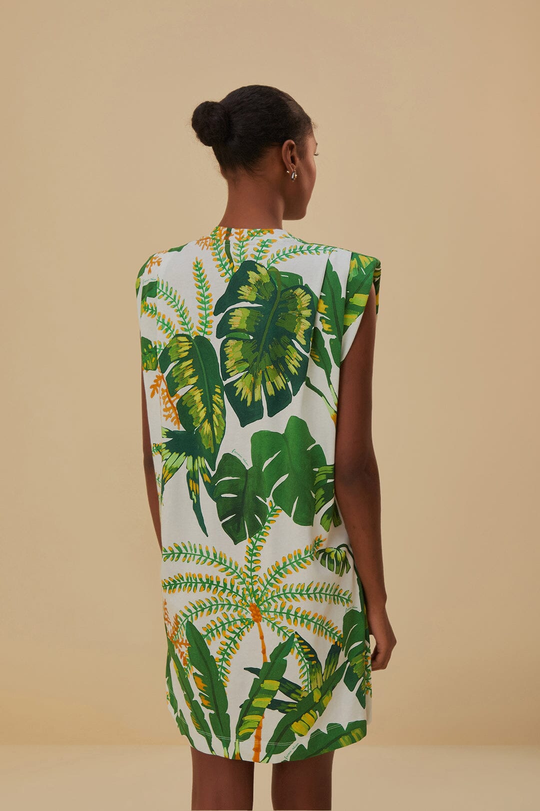 Tropical Forest Off-White T-Shirt Dress