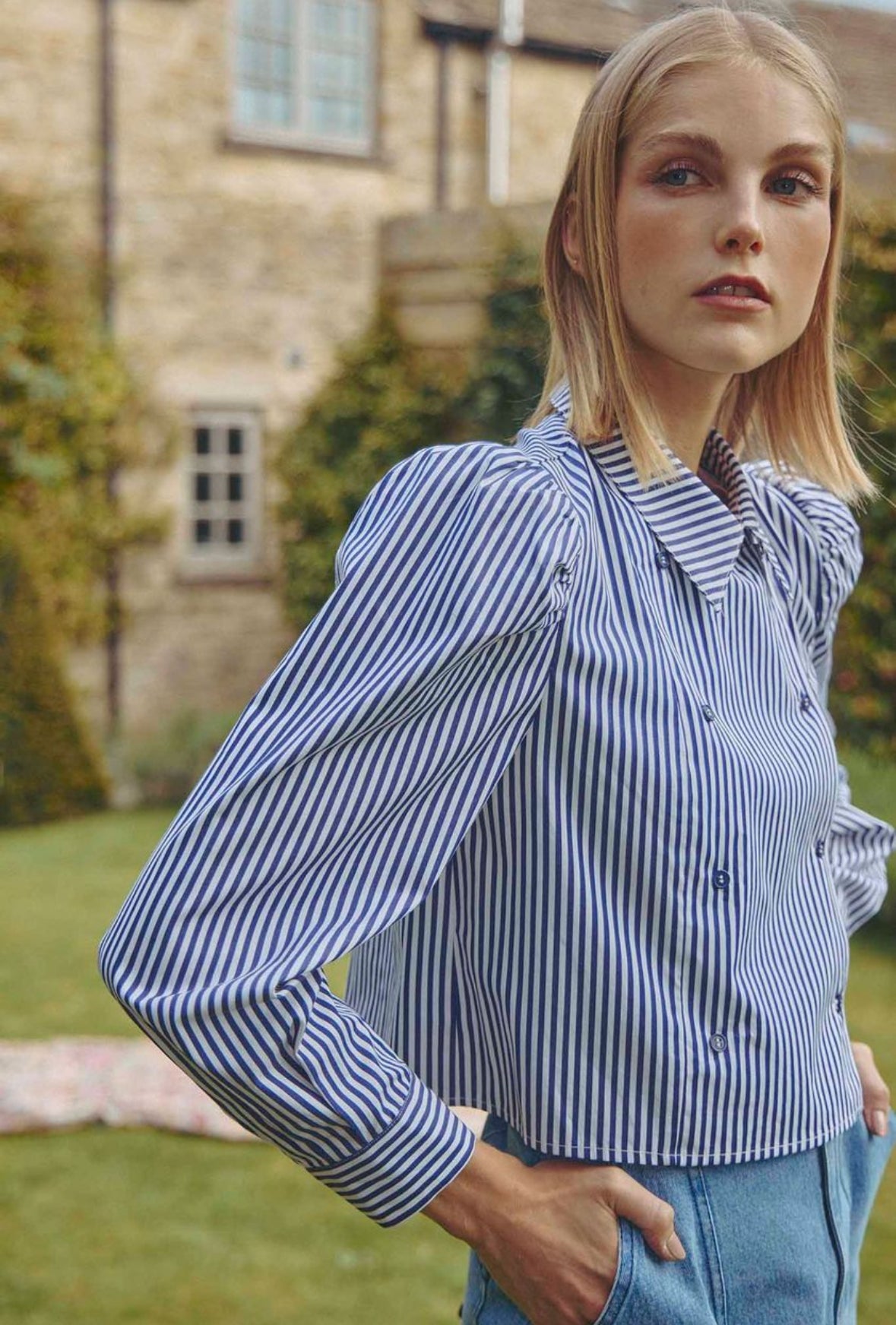 Annette Shirt in Navy Stripe