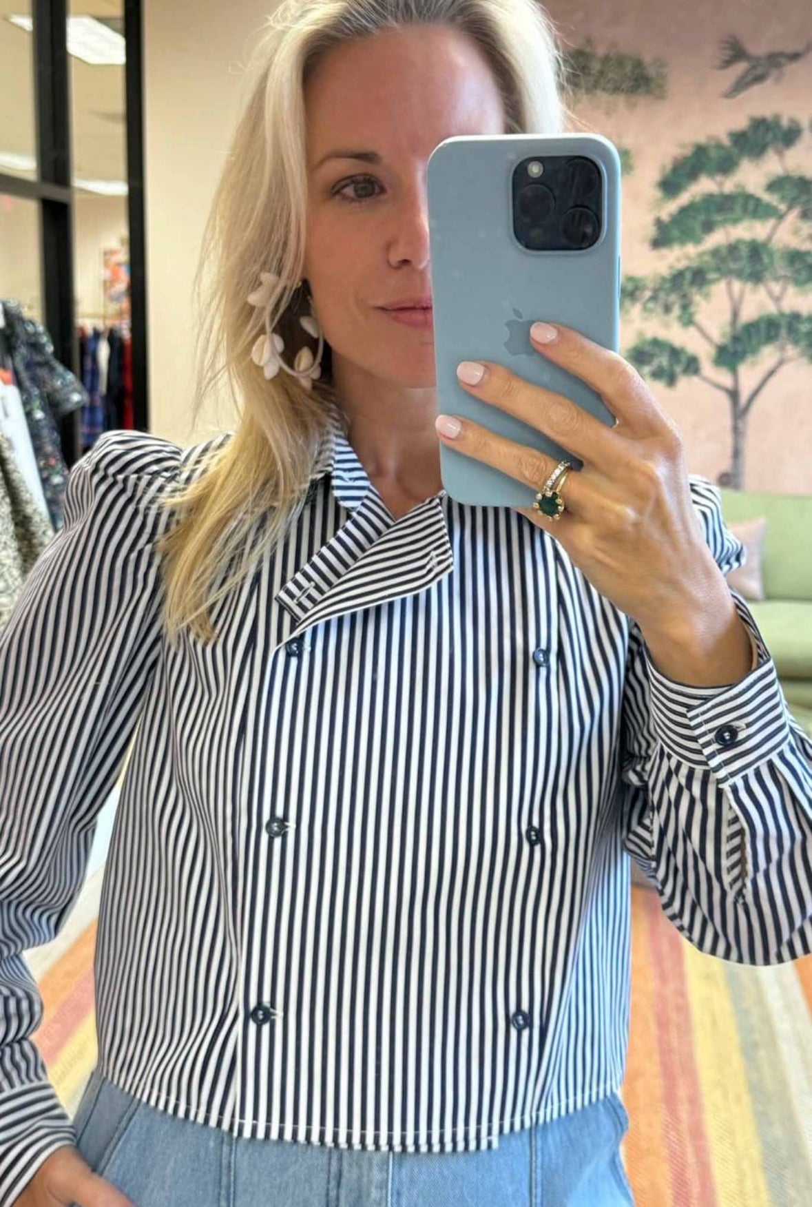 Annette Shirt in Navy Stripe