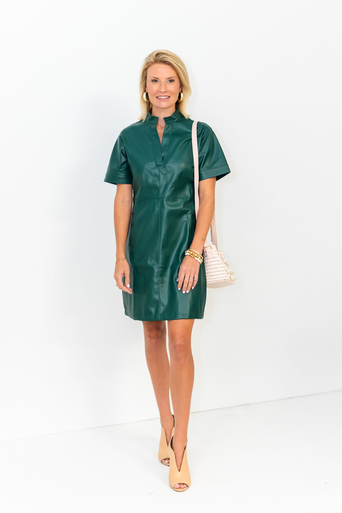 Polly Placket Pleather Dress