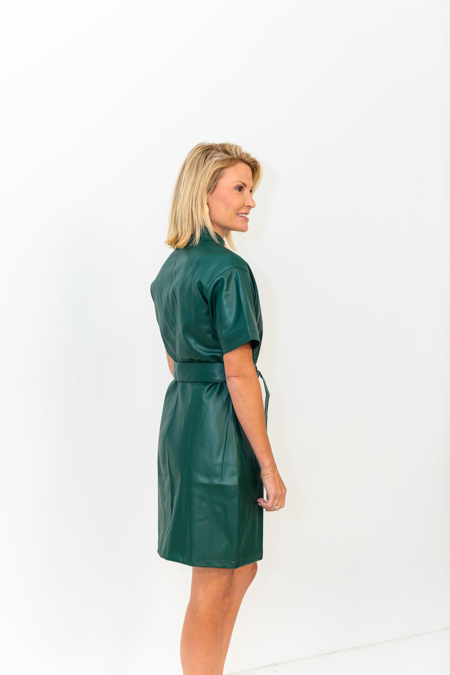 Polly Placket Pleather Dress