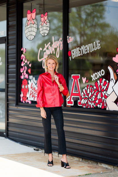 Red Pleather Blouse