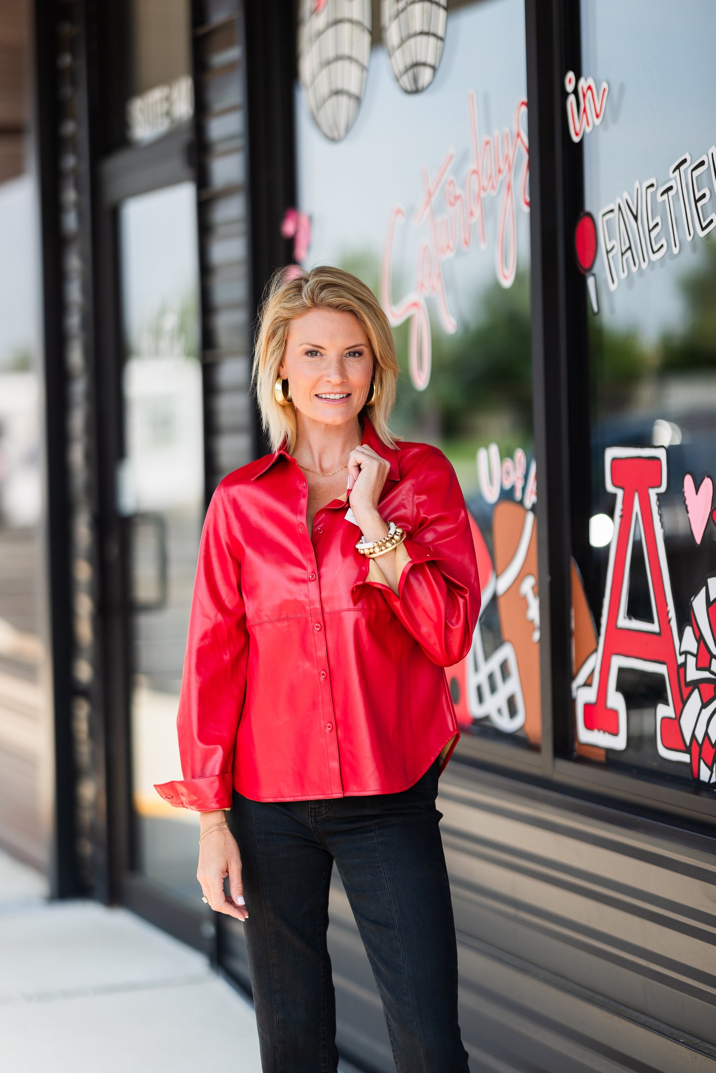 Red Pleather Blouse