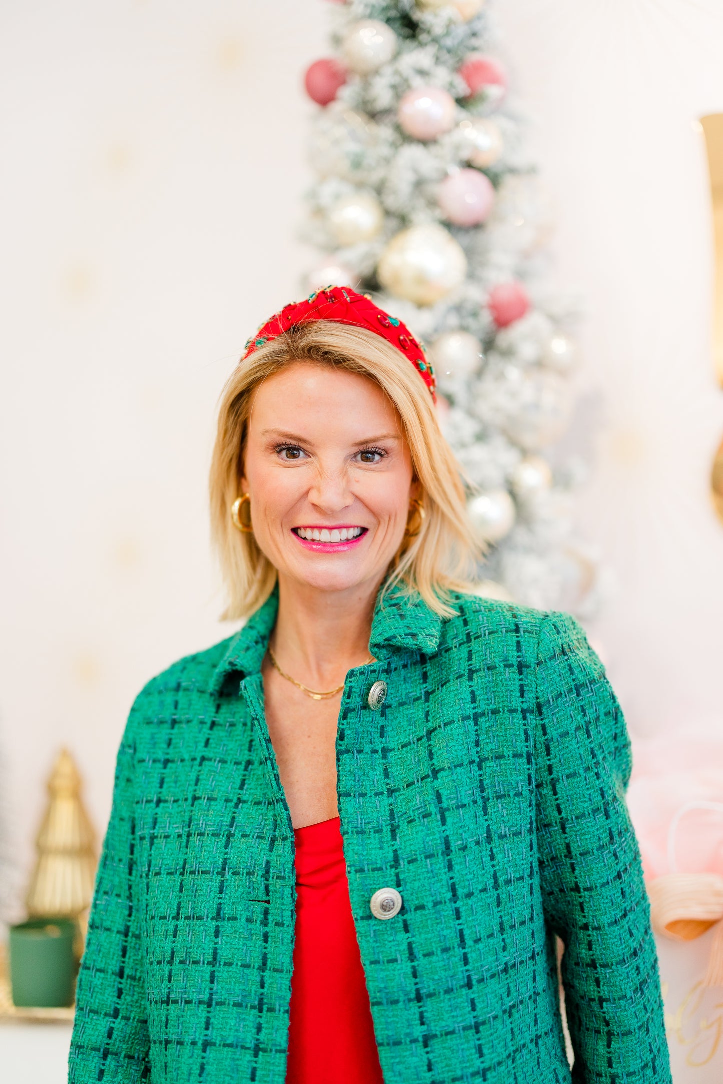 Red and Green Rhinestone Headband