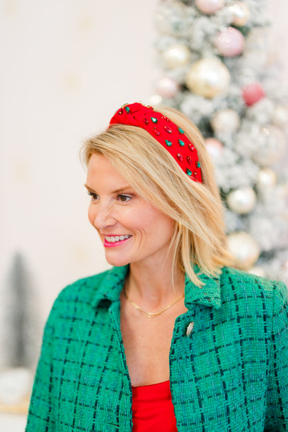 Red and Green Rhinestone Headband