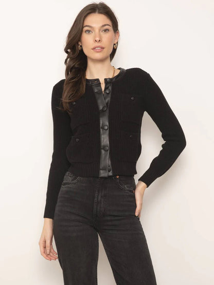 Cillian Vegan Accent Cardigan in Black