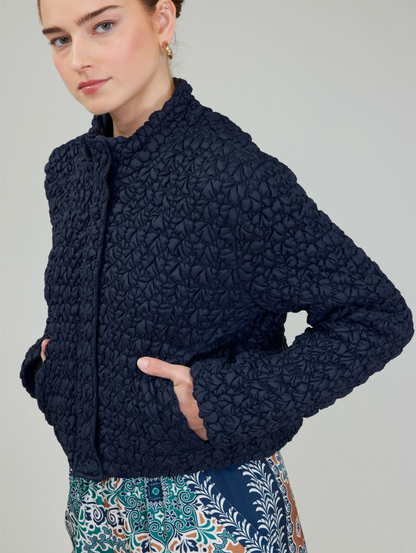 Quilted Puffer Jacket in Navy