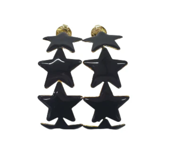 Black Aaron Star Hoops