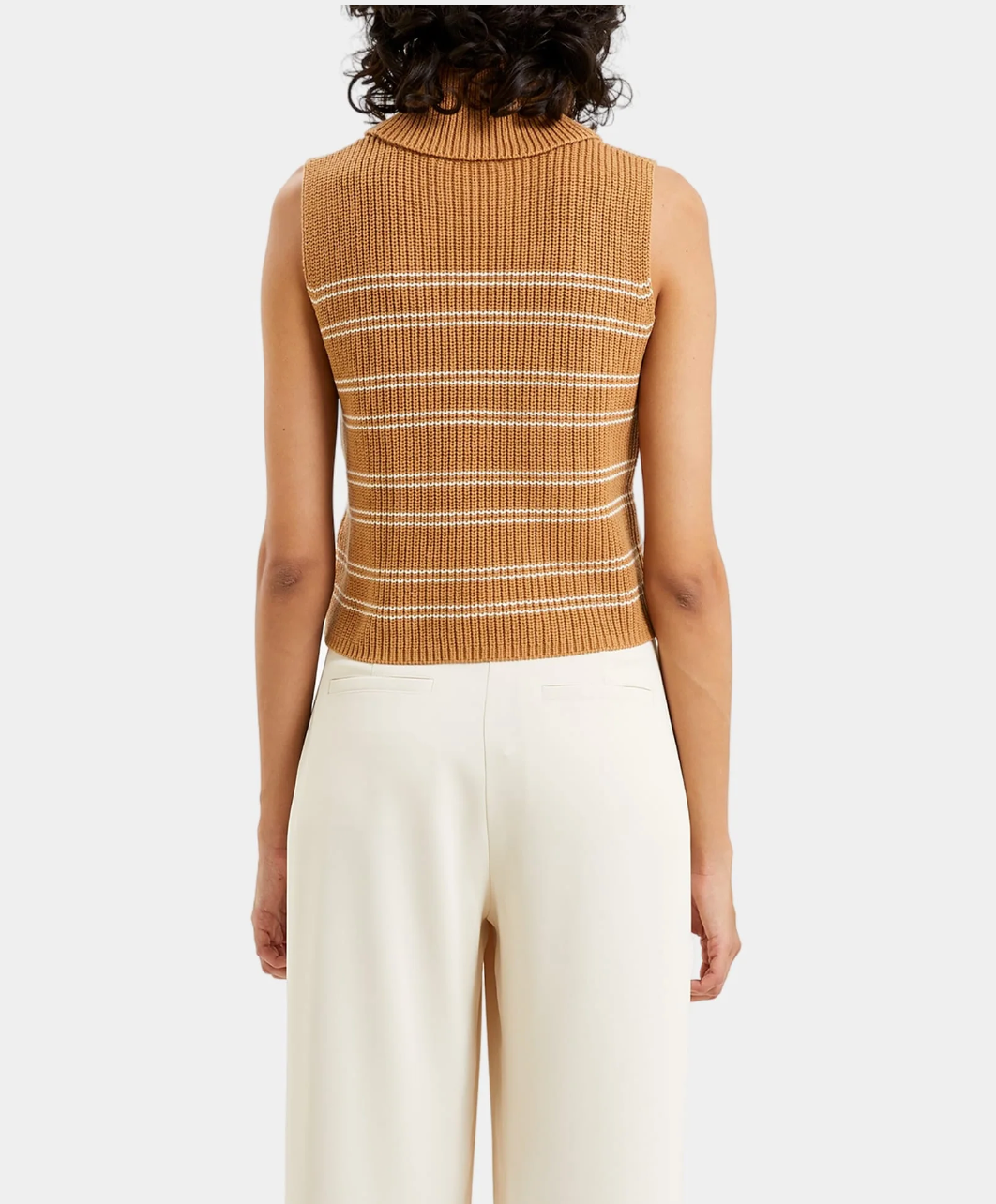 Mozart Sleeveless Jumper in Camel/Cream