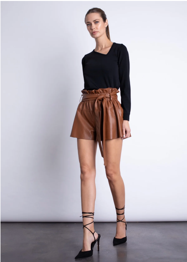 Juana Leather Shorts in Rust