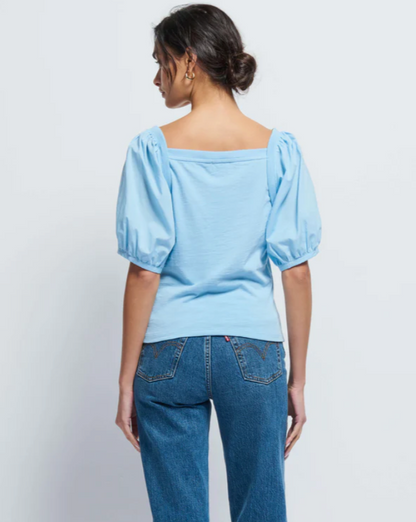 Naya Puff Sleeve Top in Powder Blue