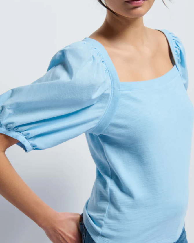 Naya Puff Sleeve Top in Powder Blue