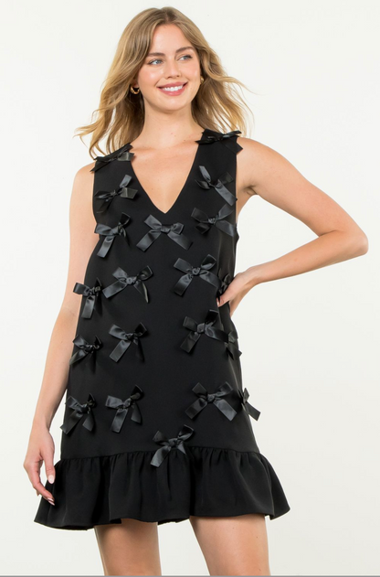 Riley Bow Detail Dress in Black