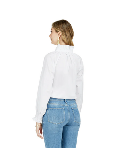 Gathers Neck Blouse in White