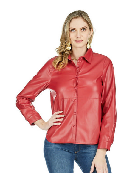 Red Pleather Blouse