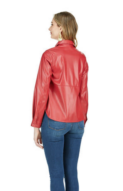 Red Pleather Blouse