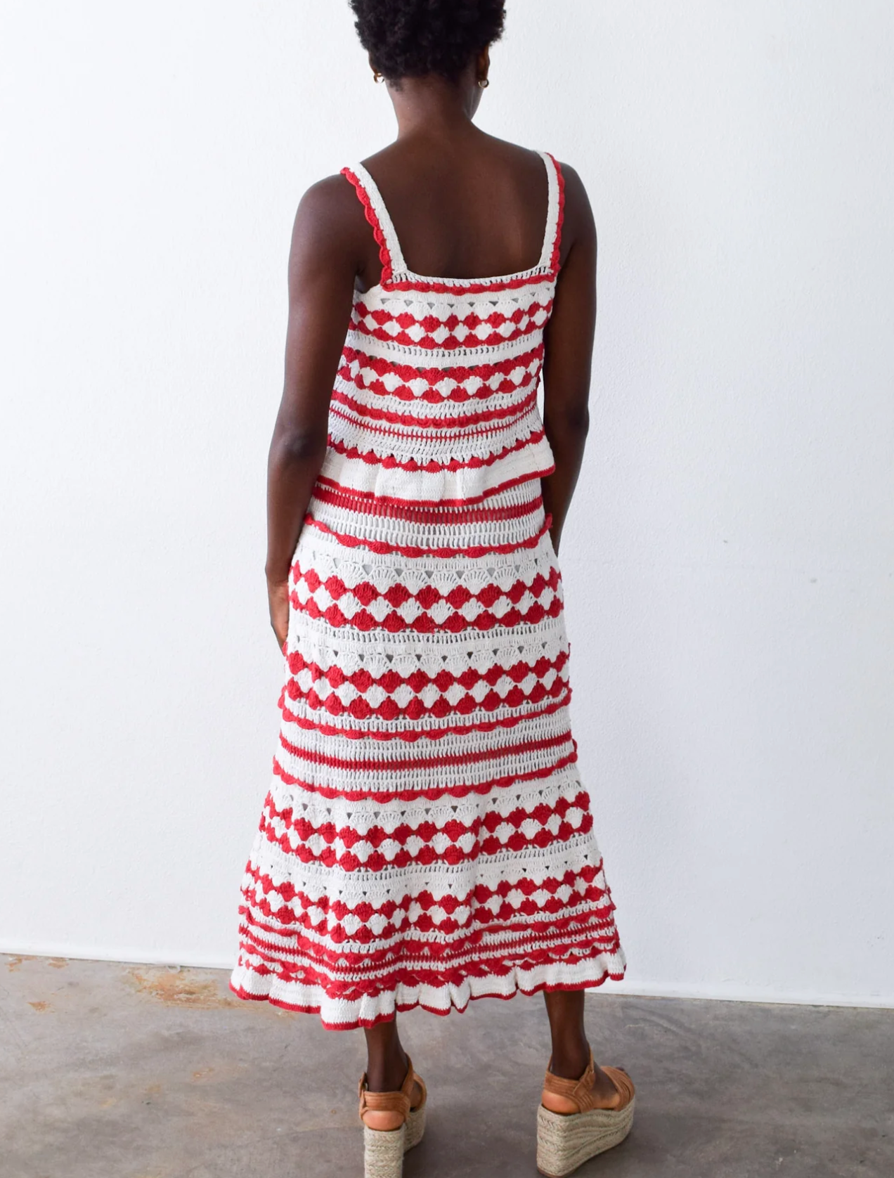 FINAL SALE Crochet Skirt in Geranium Red