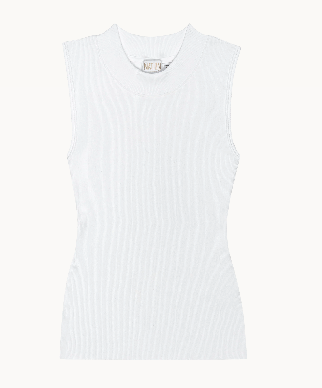 Joan Sleeveless Mock Neck in White