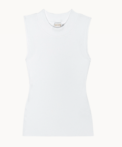 Joan Sleeveless Mock Neck in White