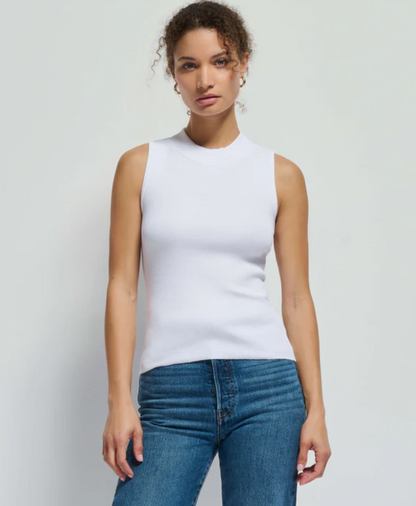 Joan Sleeveless Mock Neck in White