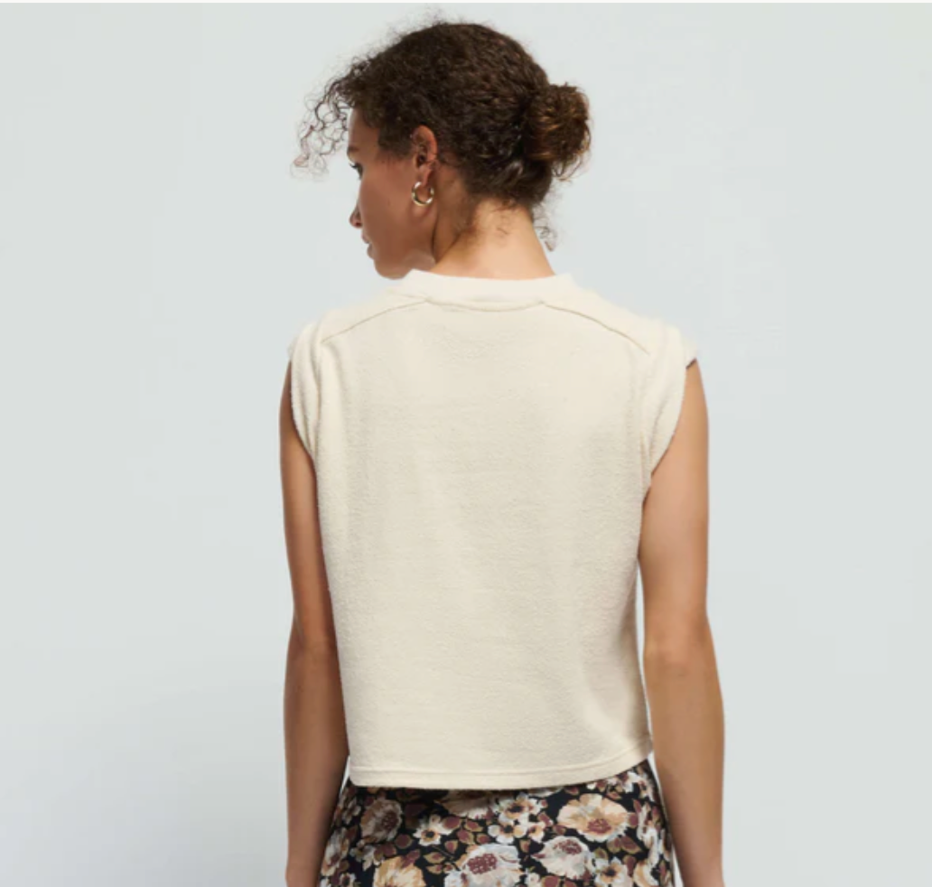 Mae Rolled Sleeve Tank in Cream