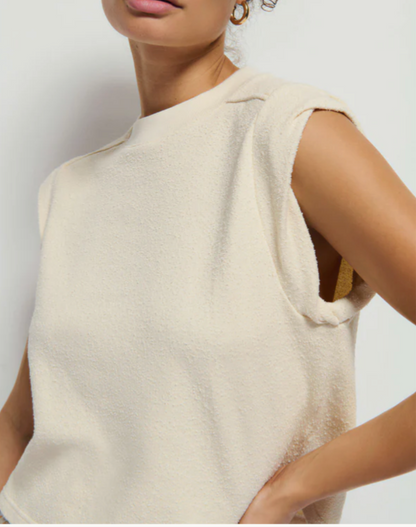 Mae Rolled Sleeve Tank in Cream