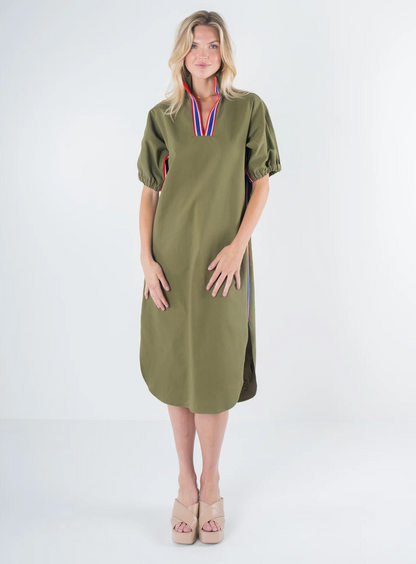 Poppy Caftan Dress in Army