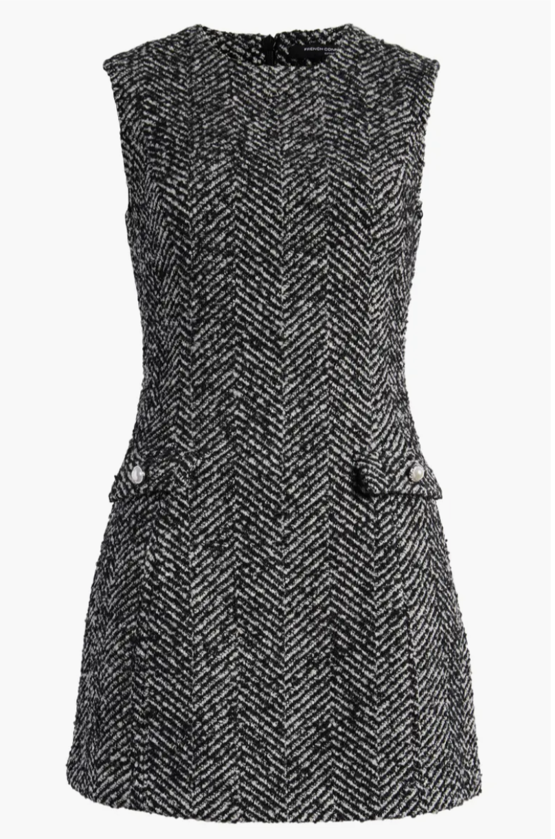 Chantelle Herringbone Dress in Black and White