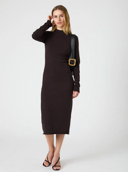 Casey Side Slit Midi Dress in Chocolate