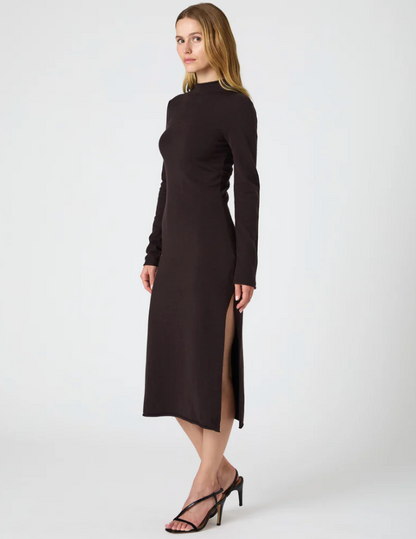 Casey Side Slit Midi Dress in Chocolate