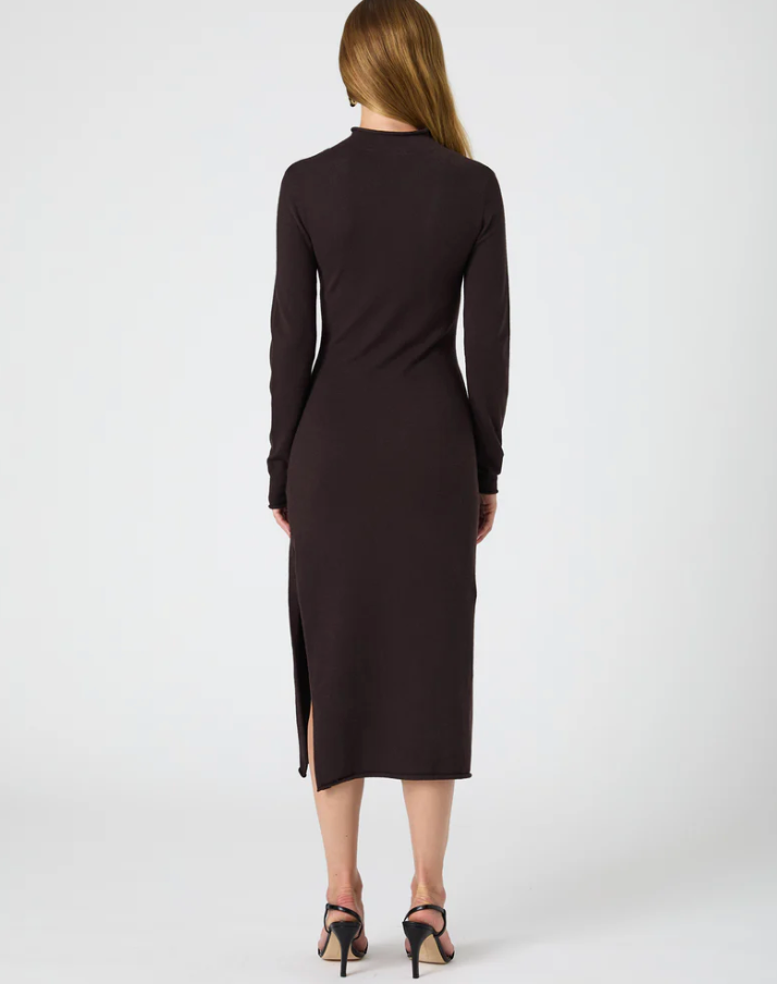 Casey Side Slit Midi Dress in Chocolate