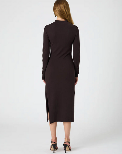 Casey Side Slit Midi Dress in Chocolate