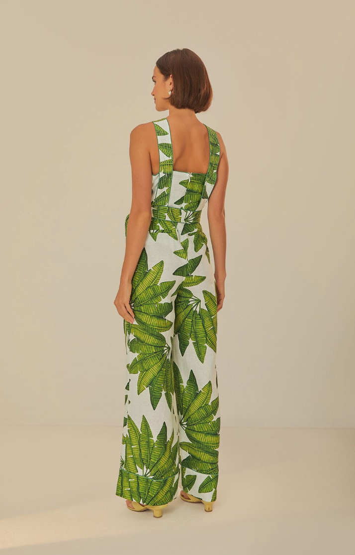 FINAL SALE- Palm Fan Off-White Jumpsuit