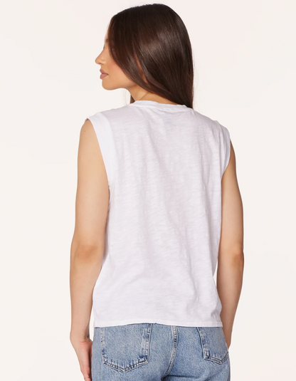 FINAL SALE- Sleeveless Crewneck Top in White