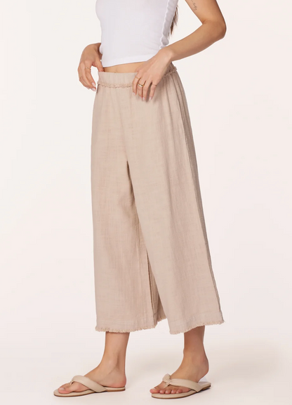 FINAL SALE Raw Edge Cropped Pant in Sandy