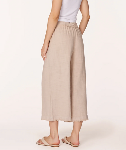 FINAL SALE Raw Edge Cropped Pant in Sandy