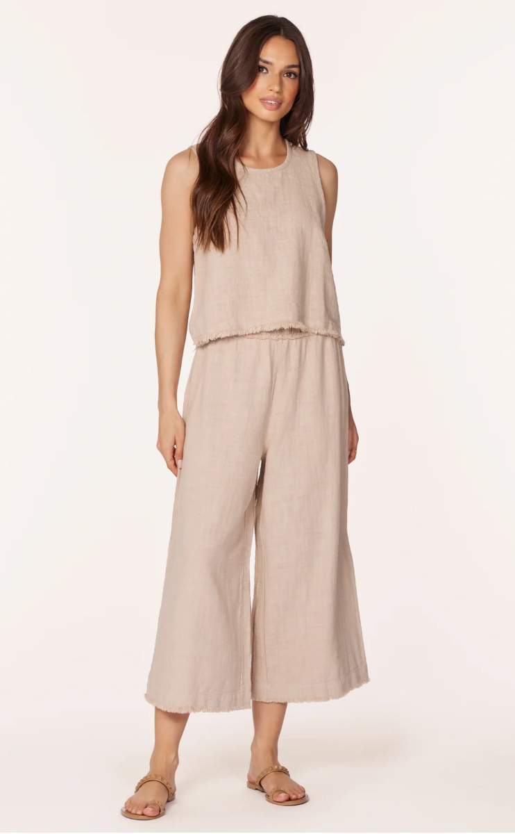 FINAL SALE Raw Edge Cropped Pant in Sandy