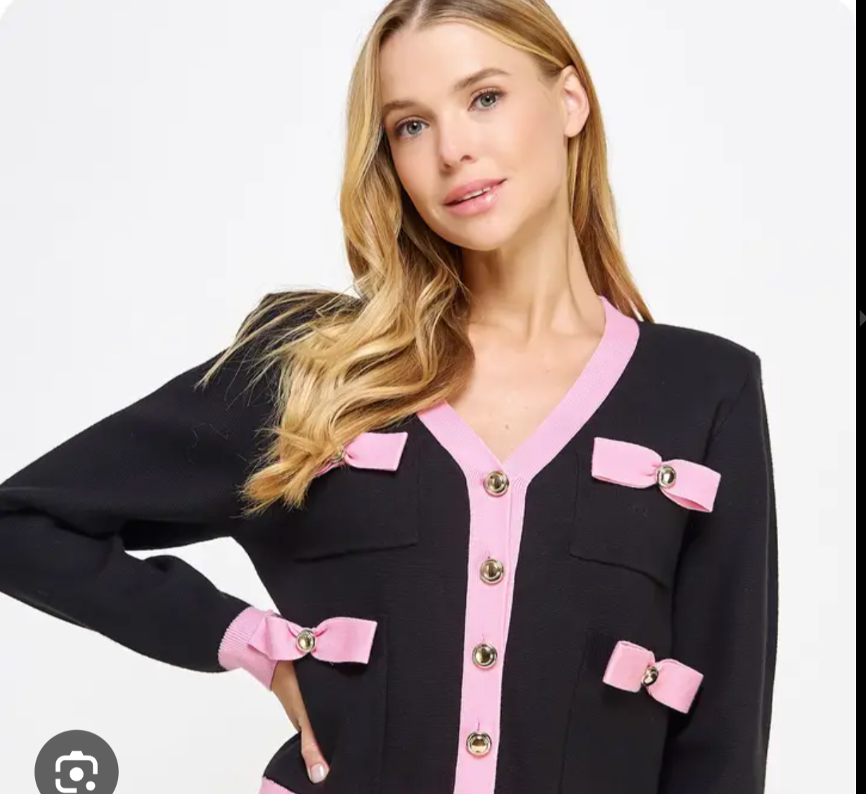 Chloe Knit Cardigan in Black & Pink