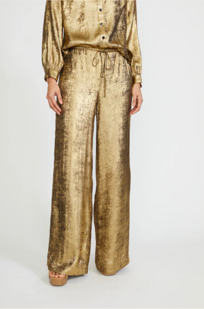 Brighton Drawstring Wide Leg Pants in Gold