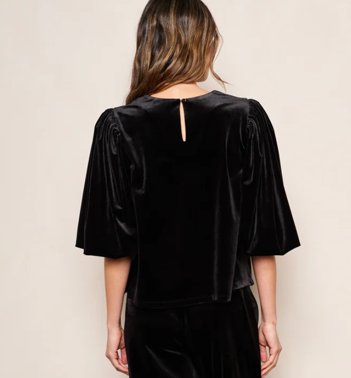 Minori Top in Black Velvet