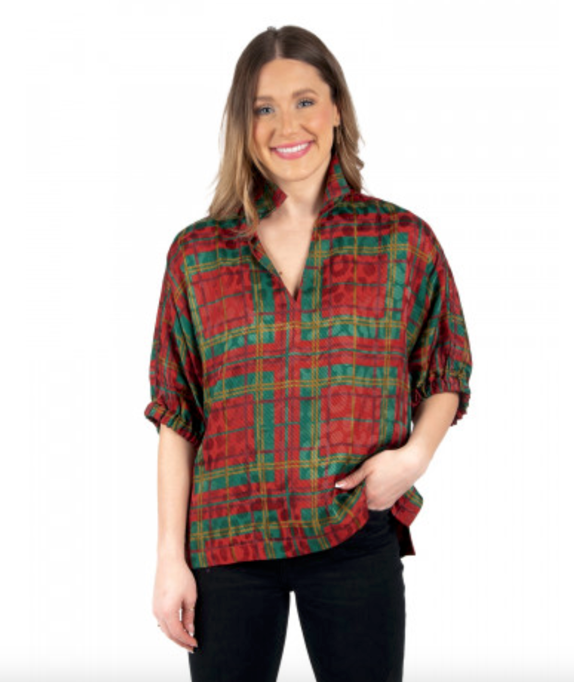 Poppy Top in Tartan Cheetah