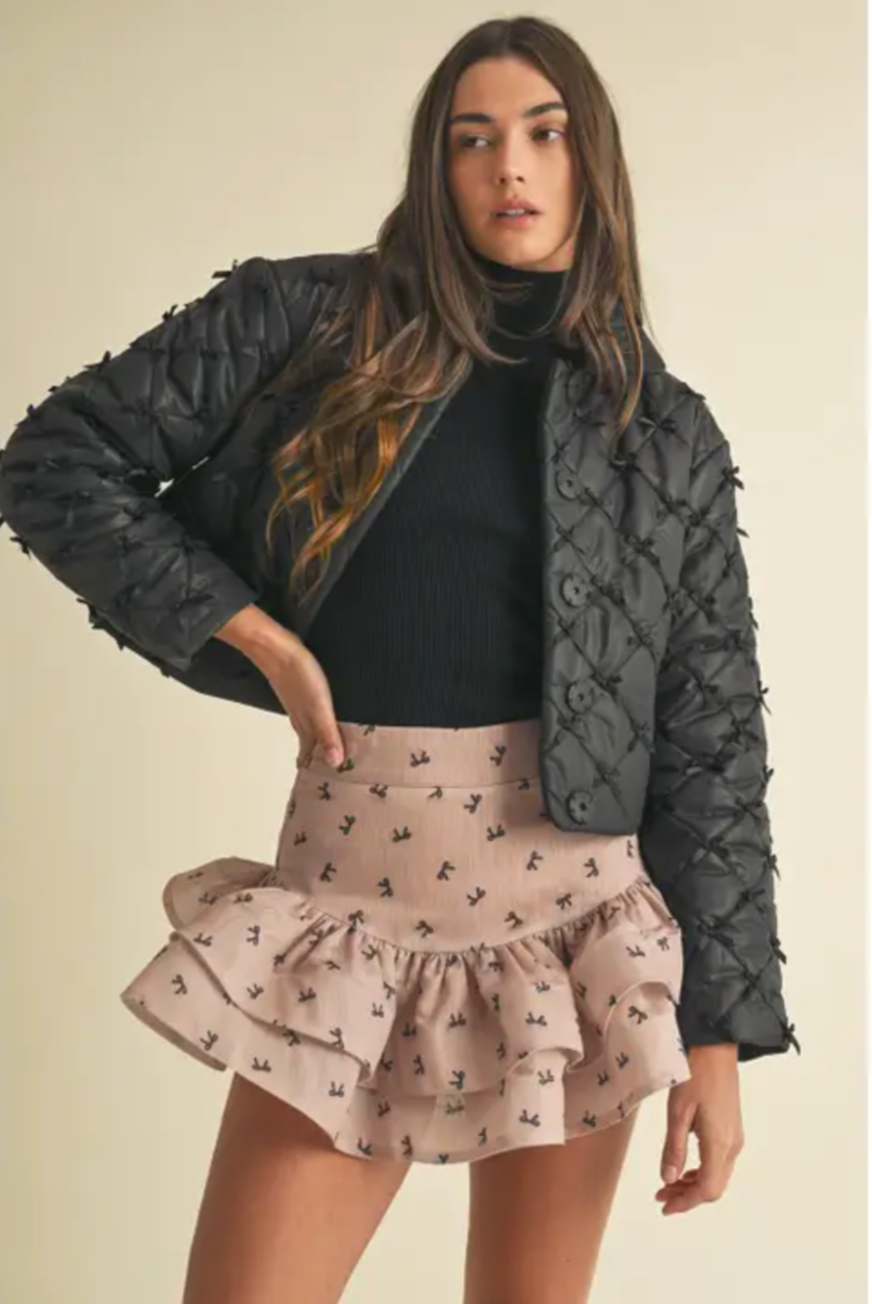 Vivian Bow Puffer in Black