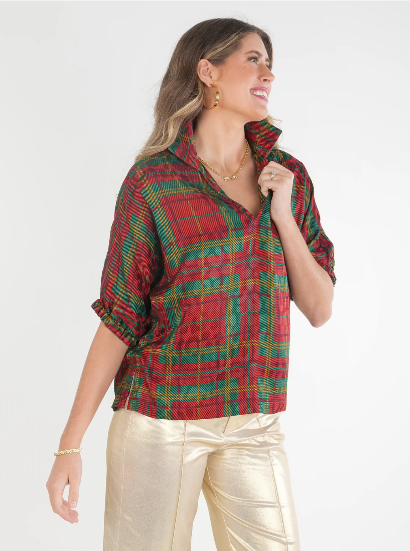 FINAL SALE Poppy Top in Tartan Cheetah