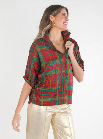 FINAL SALE Poppy Top in Tartan Cheetah