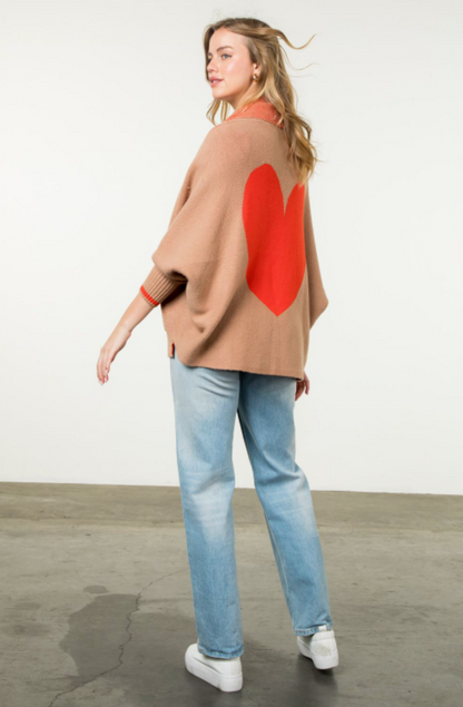 Taylor Solid Knit Heart Cardigan