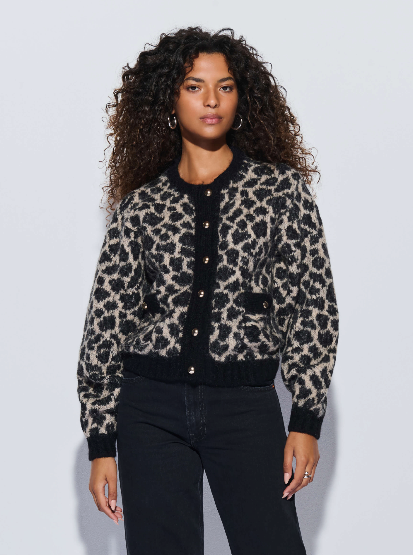 Tessa Jacquard Cardigan in Animal Jacquard